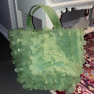 Juicy Couture Light Green Floral Appliqué Shoulder Bag